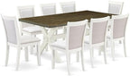 East West Furniture X077MZ001-9 9 Piece Dining Room Table Set Includes a Rectangle Dining Table with X-Legs and 8 Cream Linen Fabric Upholstered Parson Chairs, 40x72 Inch, Multi-Color