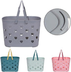 Plastic Shower Caddy Basket with Handle, Hollow Out Design for Bathroom Organizer, Stackable Storage Tote for Shampoo and Cleanser, Grey