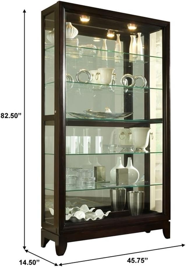 Pulaski Two Way Sliding Door Curio, 46 by 15 by 83-Inch, Chocolate Cherry Finish, Dark Brown