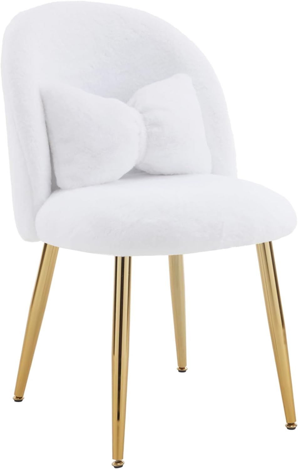 VINGLI Fluffy Girls Vanity Chair with Back & Pillow,Cute Small Cozy Desk ...
