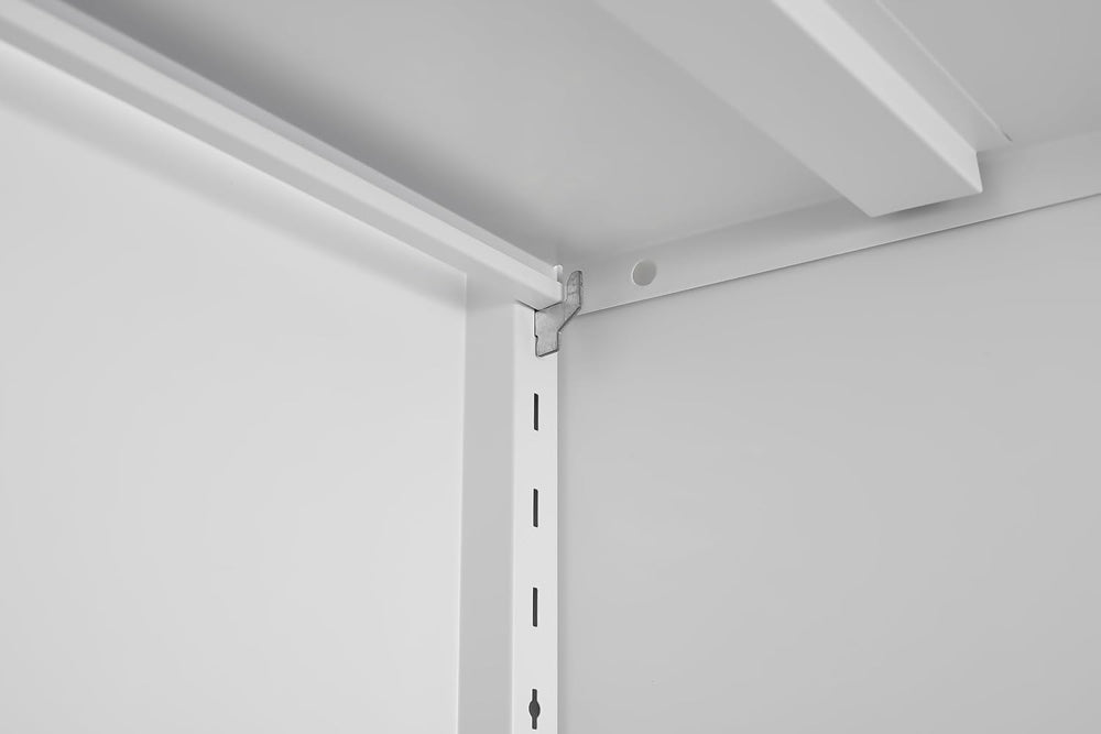Kitchen Pantry Cabinet: Rustic White Steel Storage with Adjustable Shelves - ...