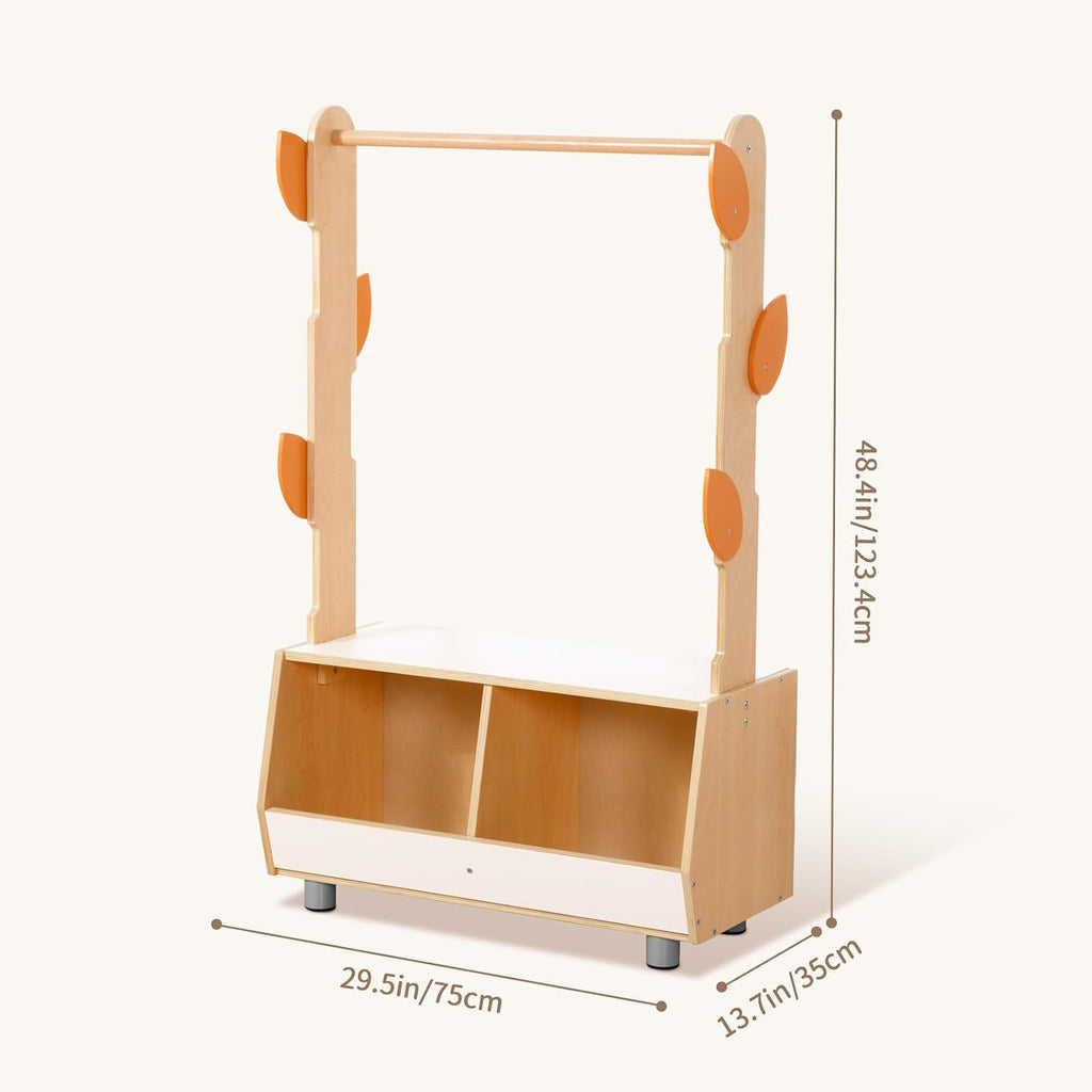 OOOK Tree Kids Dress Up Rack and Costume Organizer Center with Storage | Dress Up Storage for Toddlers, Suitable for Children's Room, Living Room, Playroom and Daycare Centers