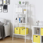 USUN Multifunctional Ladder Shelves, 4-Layer Bookshelf, Storage Shelf, Metal Shelf, Simple Assembly, White