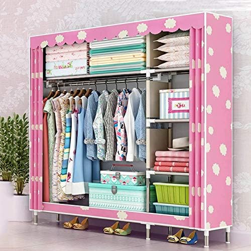 Simple Wardrobe Reinforced Thicken Cloth Sturdy Steel Frame Assembly Oxford L...