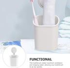 BESPORTBLE Strong Suction Cup Wall Toothbrush Holder with Draining Rack for Razor and Toothpaste White Bathroom Organizer No-Drill Mount Storage for Hygiene Accessories