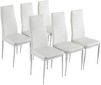 Karl home White Dining Chair Set of 6, Leather Dining Chairs with Curved Back & Foot Cap Protection for Dining Kitchen Living Room, 300lbs Capacity