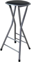 Portable Round Folding Bar Stool, High Chair, Backless Fold up Stool for Home Adults Kitchen Garden, Sitting Height 70cm(27.5inch) (Color : Black)
