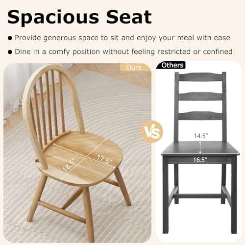 HAPPYGRILL 2 Pieces Wooden Dining Chairs Set, Vintage Armless Windsor Chairs,...