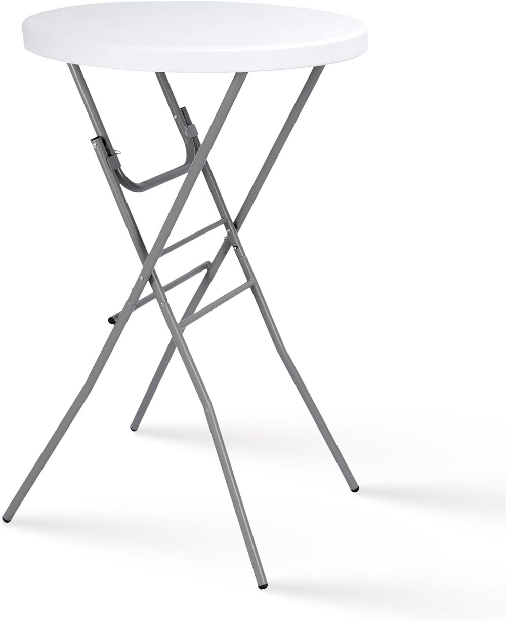 Byliable 28in Cocktail Folding Table, Round High Top Bar Height White Table |...