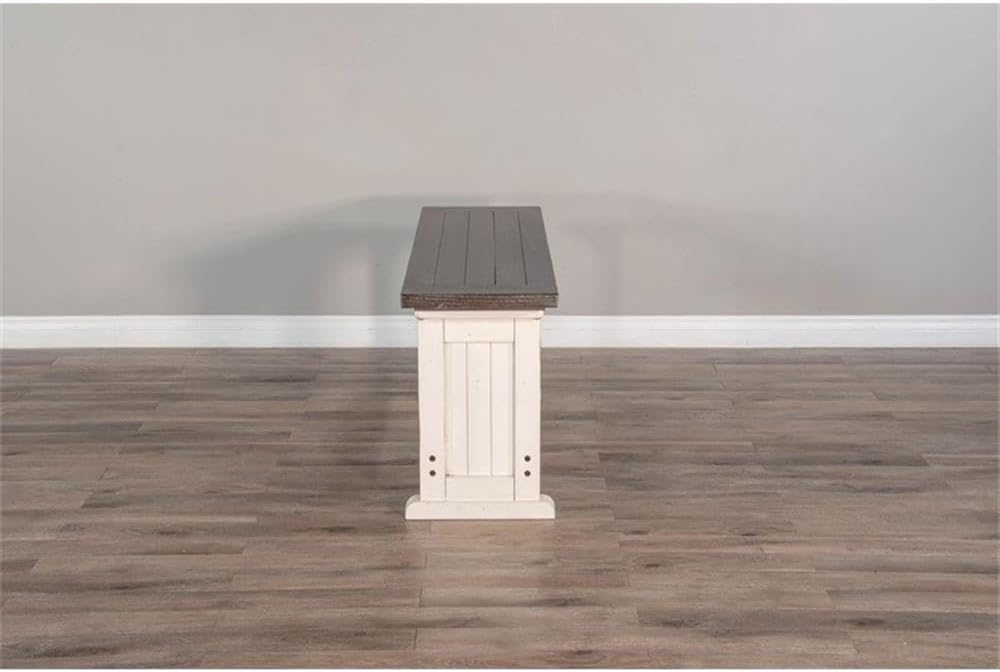 Pemberly Row Farmhouse Solid Wood Dining Bench in Brown/White, Rustic Wood Co...
