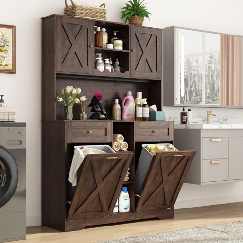 71" Tall 47"Wide Kitchen Pantry Storage Cabinet with Power Outlets,...