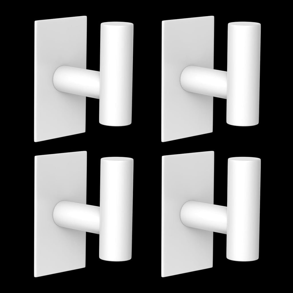 VAEHOLD Wall Towel Hooks, Heavy Duty Sticky Holder Waterproof Towel Hooks for Hanging Coat, Clothes, Closet Hook Wall Mount for Kitchen (White, 4 Pack)