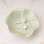 Mecaikru Ceramic Trinket Dish, Ring Tray, Decorative Jewelry Dish for Earrings Necklaces Watch Keys, for Women, White Green