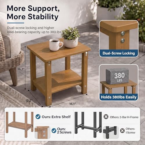MXIMU Outdoor Side Table Set of 2, Adirondack Table, 2-Tier, Teak