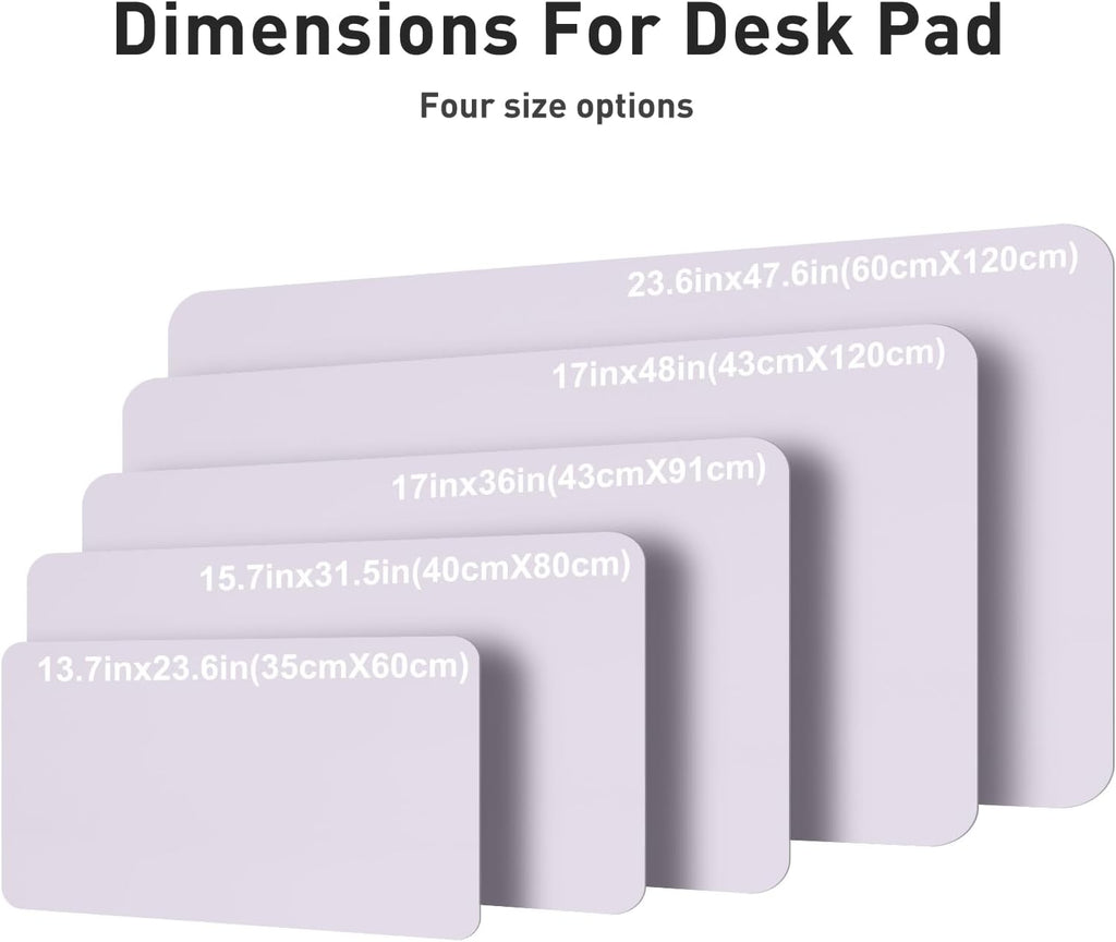 Aothia Faux Leather Desk Mat – Large Mouse Pad, Non-Slip PU Leather Blotter, Waterproof Writing Surface for Office and Home (Soft Lavender, 47.2" x 23.6")