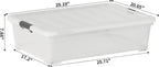 Xyskin 50 Quart Under-Bed Storage Container Organizer Bin with Latching Lids, Large Wheeled Storage Box for Garage, Closet, Clear, 3 Pack