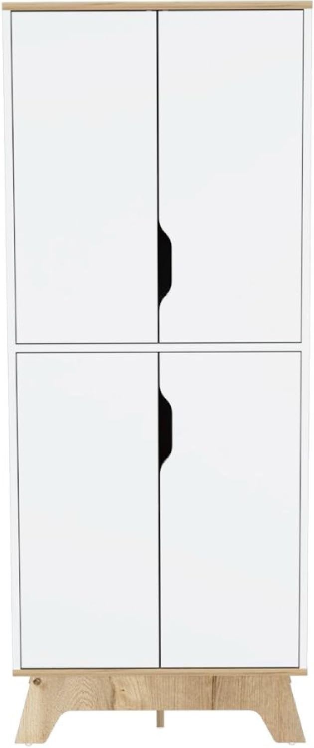 Pamplona Double Kitchen Pantry, Double Door, Four Legs, Four Shelves -Light O...