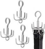 4Pcs Belt Hanger, Tie Hanger, Belt Organizer for Closet, 360°Rotating Portable, Space Saving Closet Organizers, Storage for Bra, Tank Top, Scarf, Purse,Kitchenware, Bath Products (Gray)