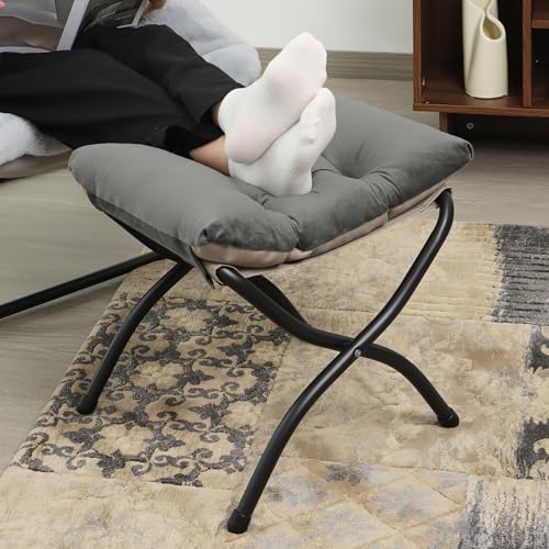 15"(H) Folding Ottoman, Foldable Footrest Stool, Portable Small Foot Sto...
