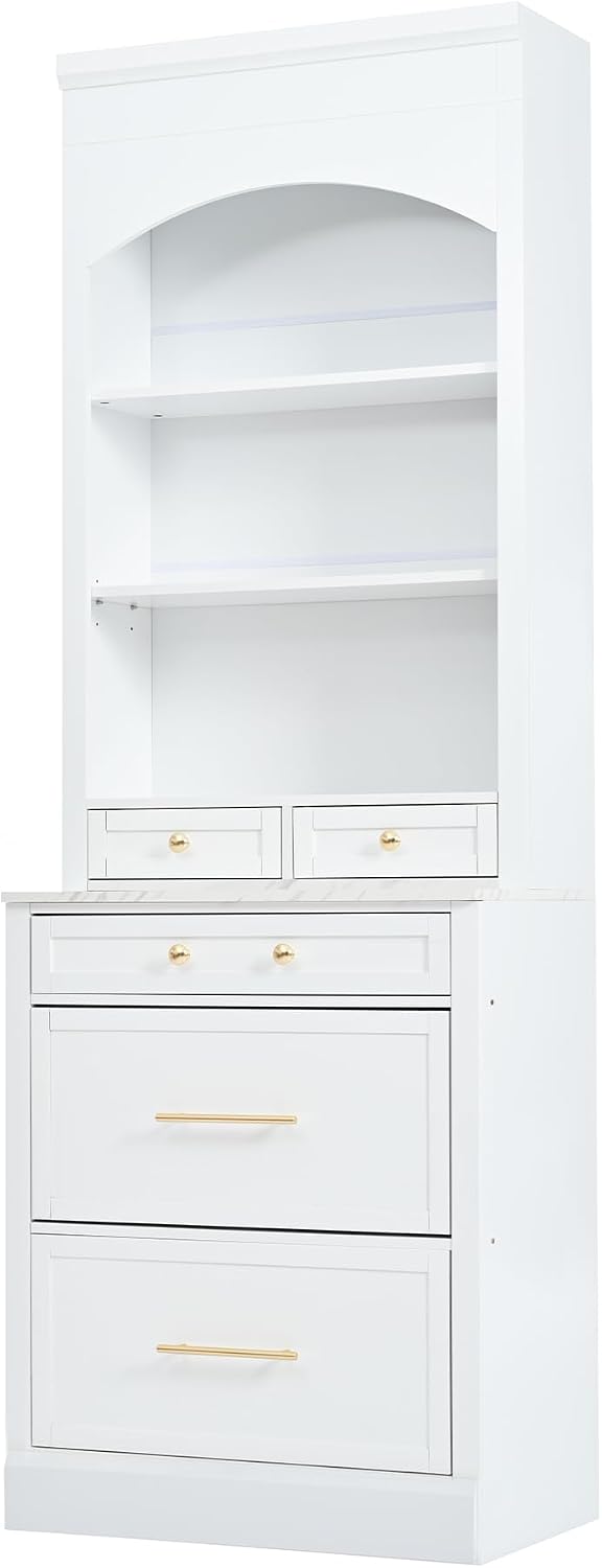 Modern 83.7inch High Kitchen Pantry, Freestanding Tall Kitchen Hutch with Fau...