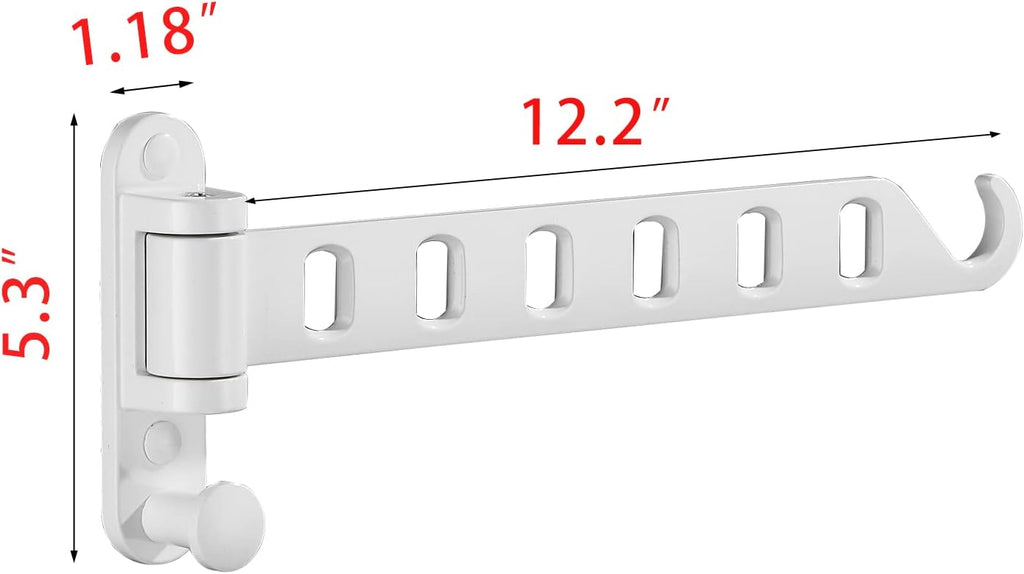 JOOM Wall Mounted Drying Rack, Foldable Clothes Hanger Rack for Laundry Room, Space Saving Wall Mount Clothes Rack, Aluminum Coat Hanger Holder for Closet, Bathroom, White