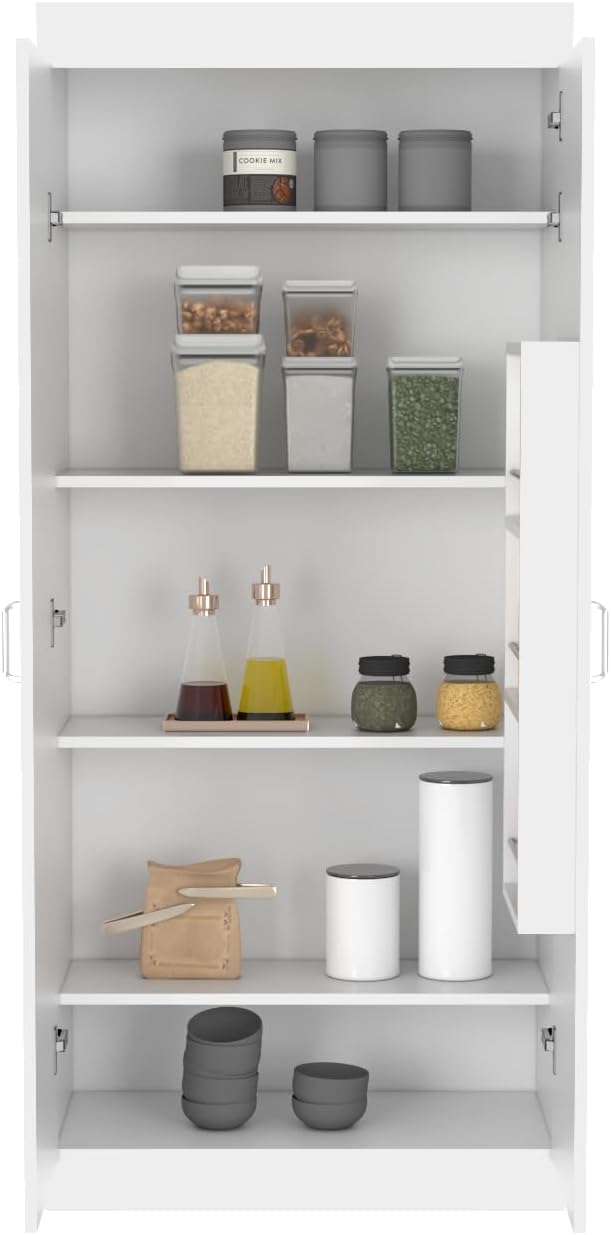 Pantry Cabinet with Ample Storage, Kitchen Organization, White