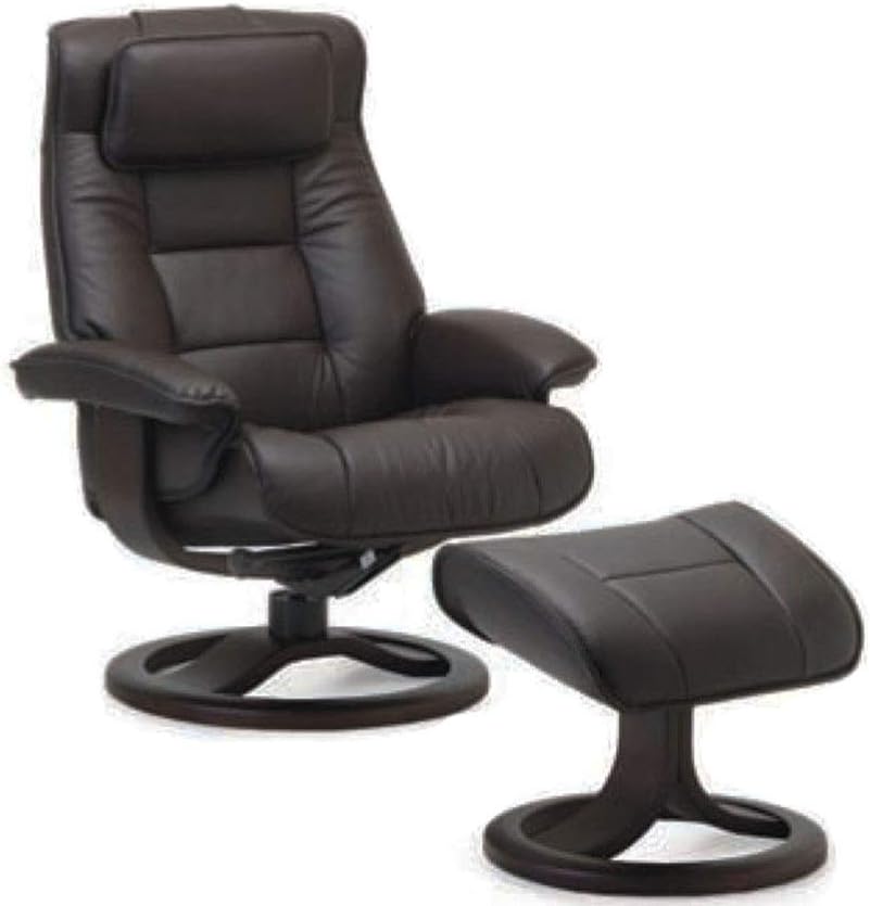 Fjords Mustang Large Leather Recliner Chair and Ottoman Norwegian Ergonomic F...