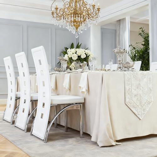 White Dining Chairs Set of 4, Modern Dining Room Chairs Set of 4, Upholstered...
