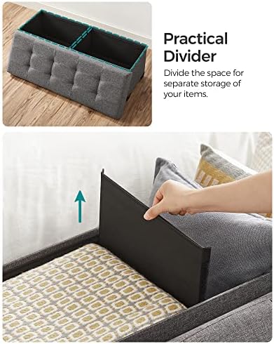 SONGMICS Storage Ottoman Bench, Foldable Foot Rest with Legs | End of Bed Ben...