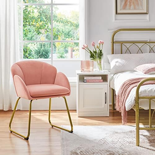 Yaheetech Flower Shape Vanity Chair with Petal Armrests, Pink