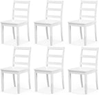 NAFORT Wood Dining Chairs Set of 6, High Ladder Back Kitchen Side Chair with Solid Rubber Wood Legs, Max Load of 400 Lbs, Modern Restaurant Chairs for Kitchen and Dining, Home Workspace