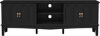 ARTPOWER 67“ Mid-Century Modern TV Stand for TVs up to 75”,Entertainment Center with Door Cabinets and Open Shelves,TV Console with Storage,Black Media Cabinet for Living Room,Bedroom
