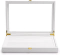 Oirlv White Jewelry Organizer Box with Acrylic Lid Ring Display Storage Case Jewelry Box for Women