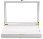 Oirlv White Jewelry Organizer Box with Acrylic Lid Ring Display Storage Case Jewelry Box for Women
