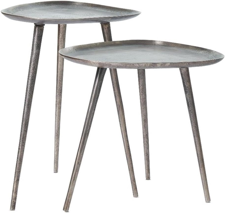 Convenience Concepts Bali Metal Nesting End Tables in Silver Metal Finish