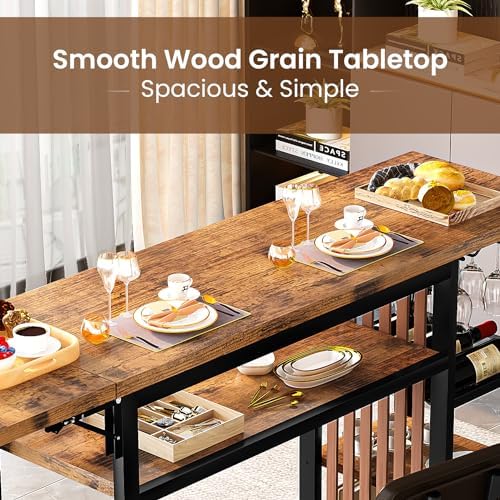 Recaceik 59" Bar Dining Table Set for 2, Bar Table and Chairs Set, Expan...