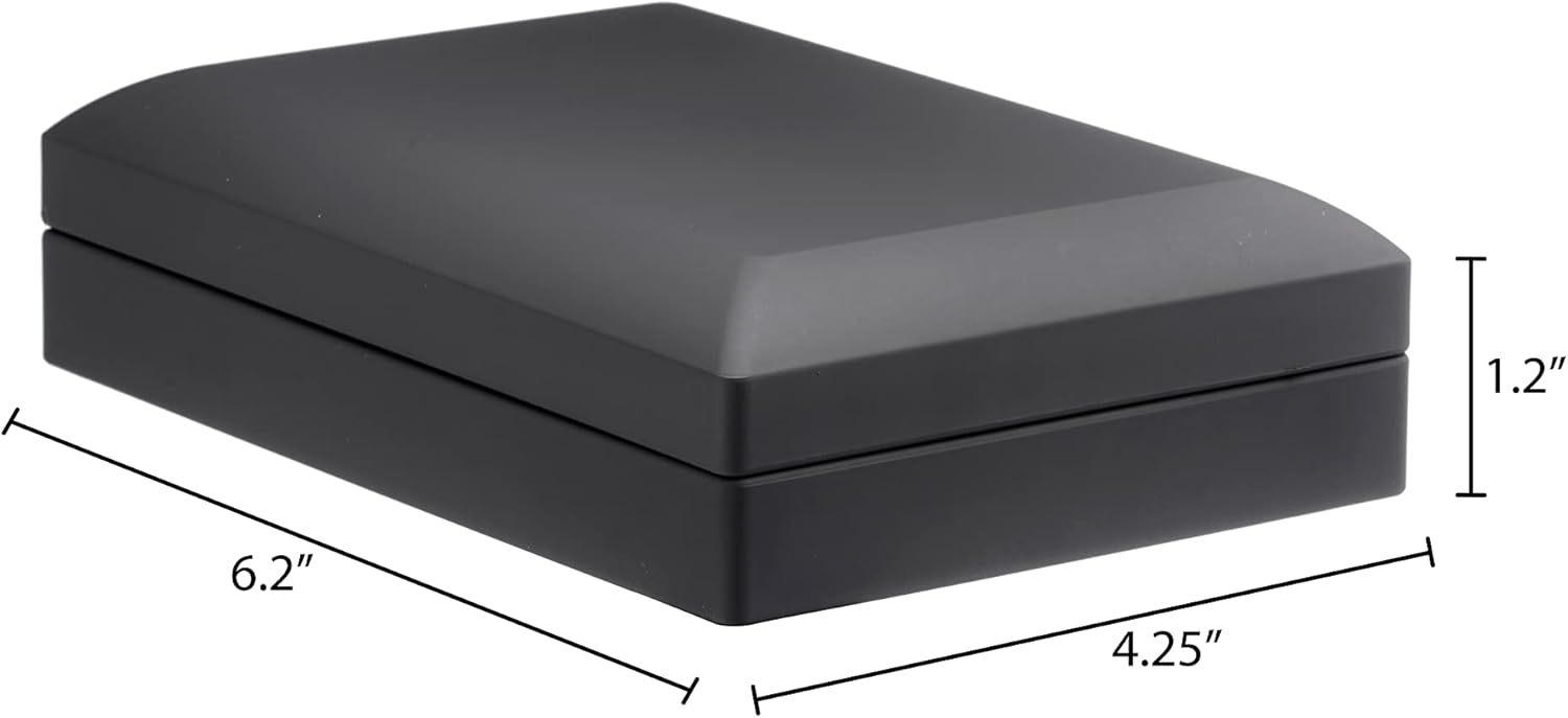 Allure - Small Necklace Box With LED Light, Square Shaped, Elegant Diamond Necklace Case, For Unique Proposal, Engagement Or Wedding, Luxury Black Velvet Interior Jewelry Display Gift Box.