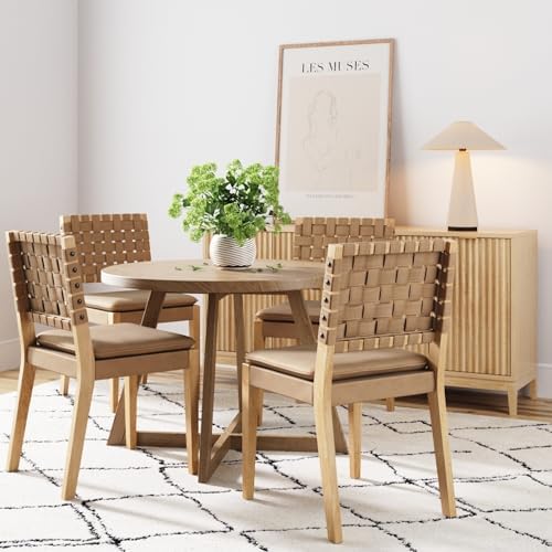 Nathan James Cohen Wood Dining Chair, Mid-Century Modern Upholstered Side Cha...