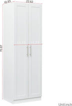 LUMISOL High Kitchen Pantry Cabinet with 2 Doors, Buffet Cupboards Sideboard with 3 Shelves, Kitchen Hutch for Living Room Dining Room, White