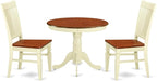 East West Furniture ANWE3-BMK-W 3 Piece Dining Room Table Set Contains a Round Kitchen Table with Pedestal and 2 Dining Chairs, 36x36 Inch, Buttermilk & Cherry