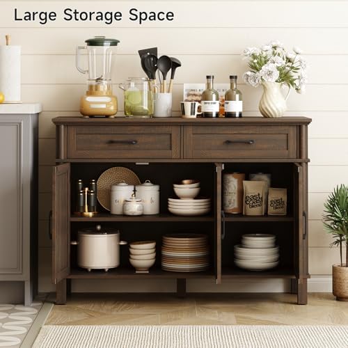 ONBRILL 48 Inch Buffet Cabinet with Storage, Brown
