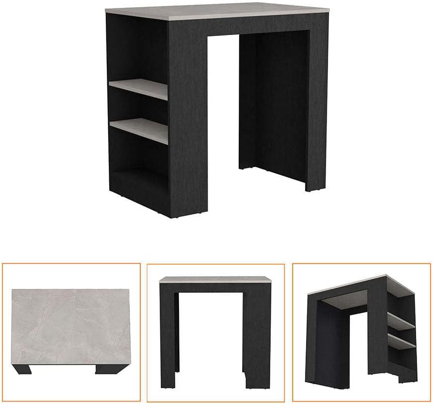 Kitchen Island with 3-Side Shelf and Counter Height Table Top | Includes thre...