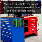 Olsa Tools Magnetic Socket Holder | 1/4-inch Drive | Metric | Black | Holds 26 Sockets | Professional Quality Tools Organizer