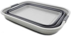 SAMMART 42L(11 gallon) Collapsible Plastic Laundry Basket-Foldable Pop Up Storage Container/Organizer-Portable Washing Tub-Space Saving,Water capacity 34L(9 gallon) (1 Rectangular - strengthen, Grey)