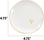 COLLECTIVE HOME - Ceramic Jewelry Tray, Decorative Trinket Dish for Rings Earrings Necklaces Bracelet Watch Keys, Birthday Mother's Day Christmas Gift for Women, 4.75", Glossy (v)