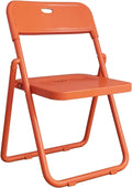 Plastic Folding Chair, Indoor Outdoor Portable Stackable Commercial Seat with Steel Frame 200lb.(Orange)