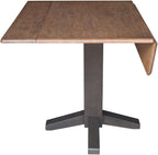 IC International Concepts Solid Wood 36" Square Dual Drop Leaf Dining Table, Hickory/Washed Coal