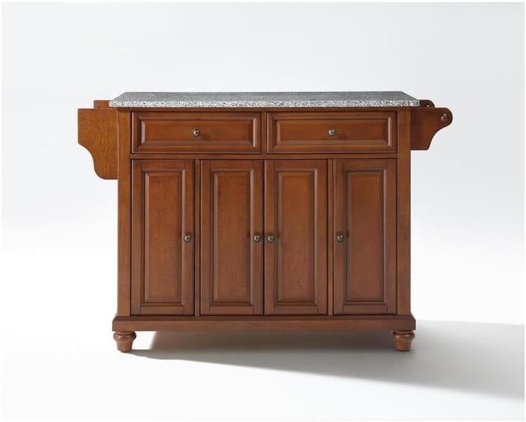 Kitchen Island with Granite Top - Full Size, Mahogany Gray Modern Cart