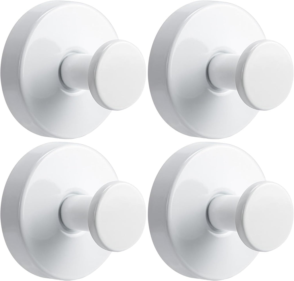 Suction Cup Hooks for Shower No-Drill Bathroom Hooks for Towels, Robes, Loofah Mountable on Bathroom Walls, Kitchen, Glass, Mirrors, Tile and Smooth,Non-Porous Surfaces (4, White)