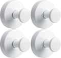 Suction Cup Hooks for Shower No-Drill Bathroom Hooks for Towels, Robes, Loofah Mountable on Bathroom Walls, Kitchen, Glass, Mirrors, Tile and Smooth,Non-Porous Surfaces (4, White)